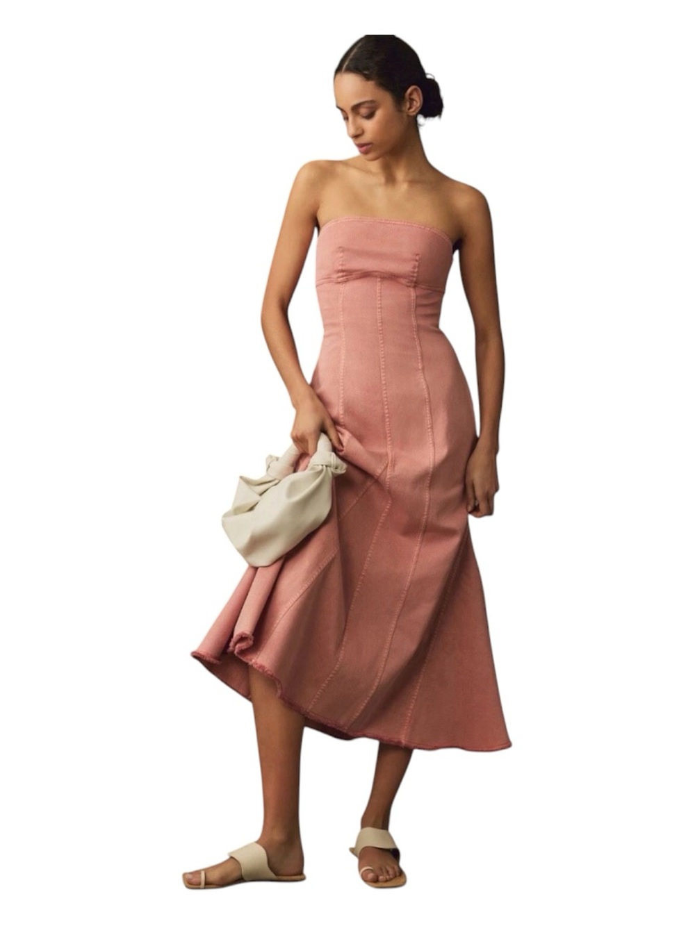 ANTHROPOLOGIE PILCRO Icon Strapless Fluted Midi Dress